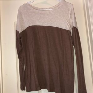 Cream & brown long sleeve top